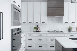 Modern White Black and Grey Kitchen in The Orlando by Landmark Homes