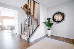 Modern Iron Staircase in The Orlando Showhome in Rosewood at Secord